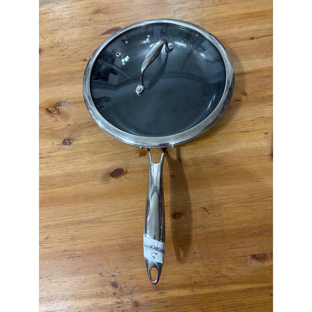 HexClad Hybrid Nonstick 10" Frying Pan with Tempered Glass Lid Stainless Steel
